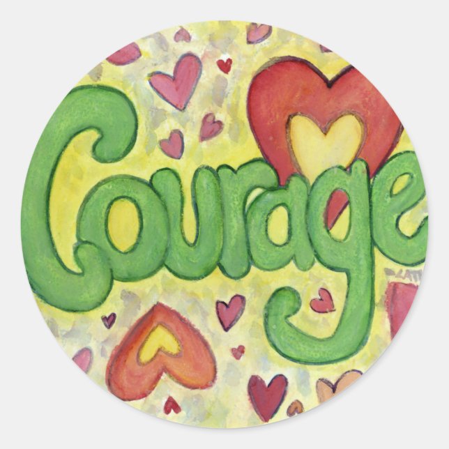 Courage Heart Word Art Motivational Sticker Decal (Front)