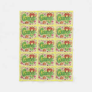 Courage Heart Word Art Soft Fleece Blankets
