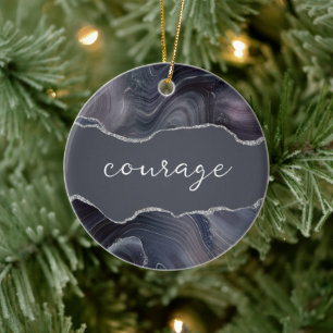 Courage Inspirational Agate Christmas Ornament