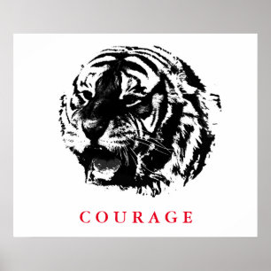 Courage Motivationnel Tiger Pop Posters