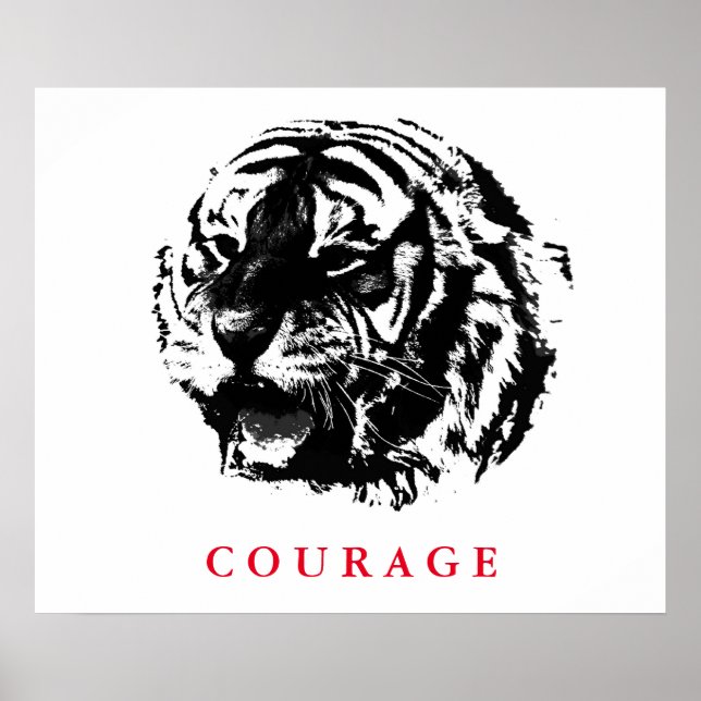 Courage Motivationnel Tiger Pop Posters (Devant)