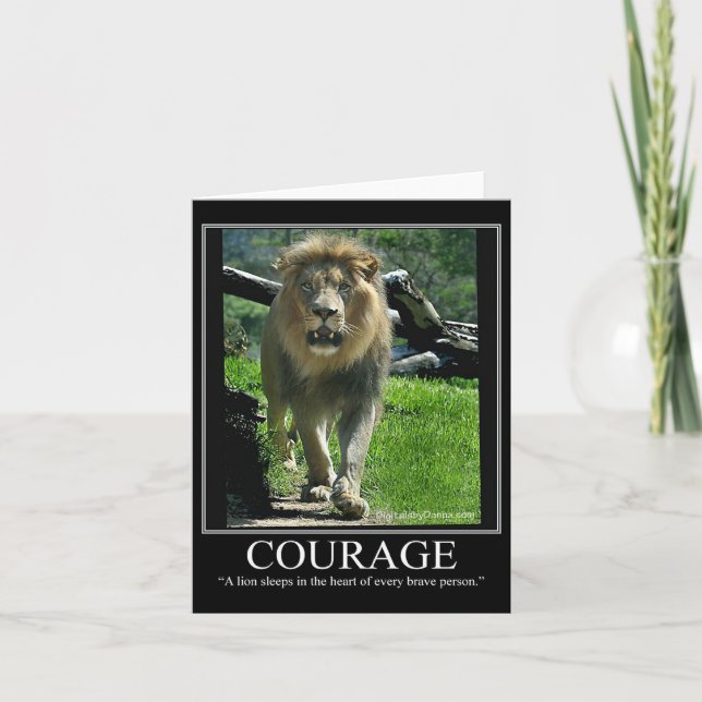 COURAGE Note Card - Lion (Motivational) (Front)