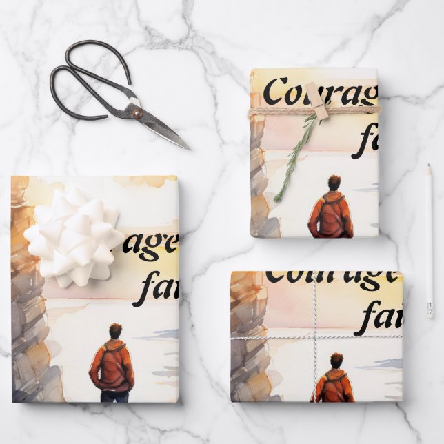 Courage Through Faith: Strength in God Wrapping Paper Sheet (Front)