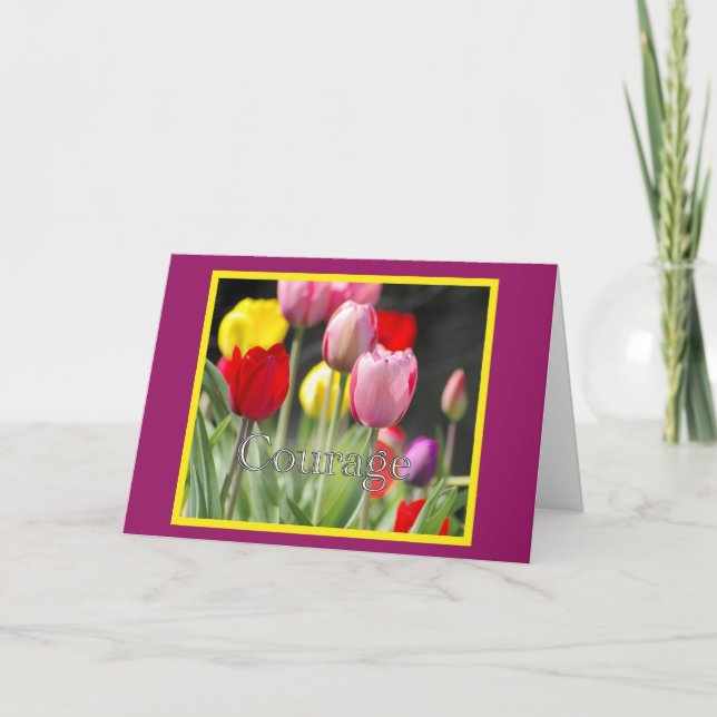 Courage Tulips, for Cancer Patient Card (Front)