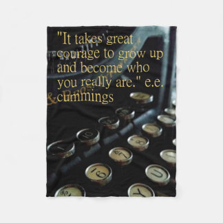 "Courage" Vintage Typewrite Fleece Blanket 30"x40"