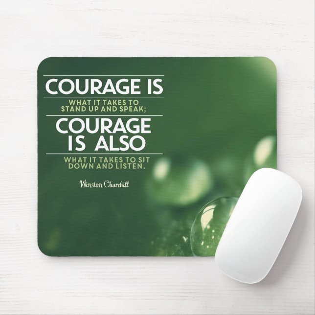 "Courage" Winston Churchill Inspirational Quote Mouse Pad (With Mouse)