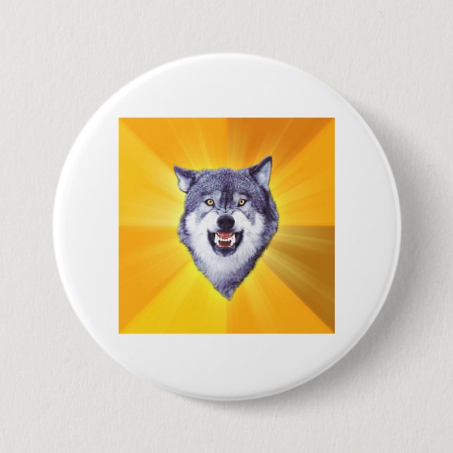 Courage Wolf 3 Inch Round Button (Front)