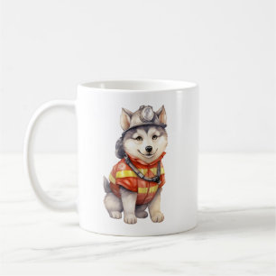 Courageous Firefighter Siberian Husky Dog Honourin Coffee Mug