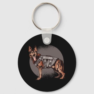 Courageous German Shepherd Police Dog Keychain