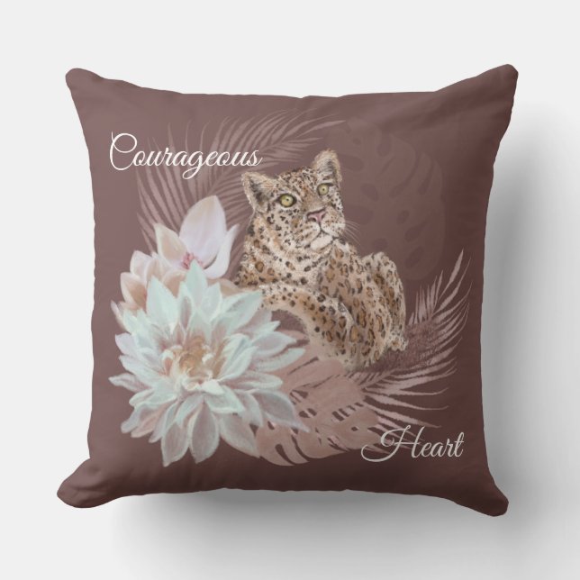 Courageous Heart/Brave Heart Leopard Pillow (Front)