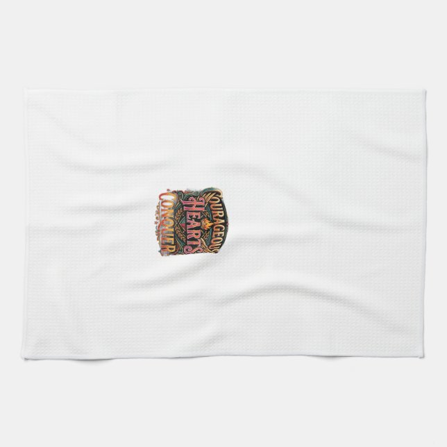 Courageous Hearts Conquer – Inspirational Typograp Kitchen Towel (Horizontal)