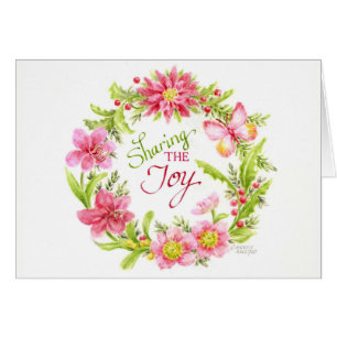 Courbe de Noël de fleurs Cartes Partager la joie