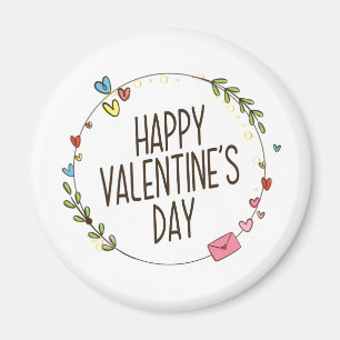 Courbe Heureuse Sainte-Valentin simple   Magnet