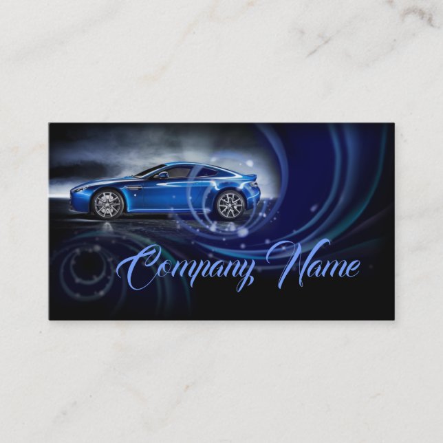 Courbes bleues Carte de visite automobile (Devant)