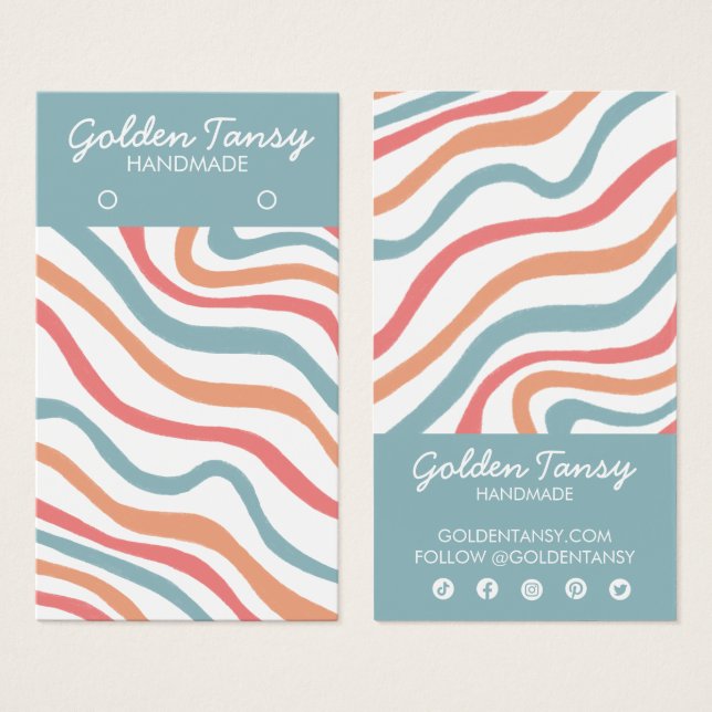 Courbes douces Blue oreille bijoux carte d'afficha (Devant & derrière)