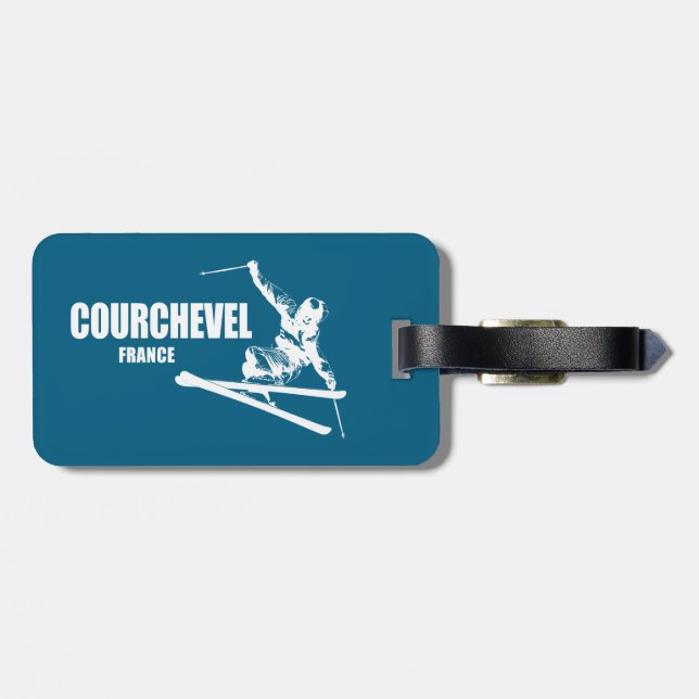 Courchevel France Skier Luggage Tag (Back Horizontal)