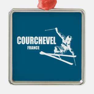 Courchevel France Skier Metal Ornament