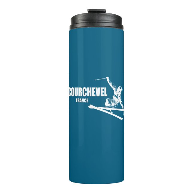 Courchevel France Skier Thermal Tumbler (Front)