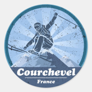 Courchevel Ski Resort - Skiing Classic Round Sticker