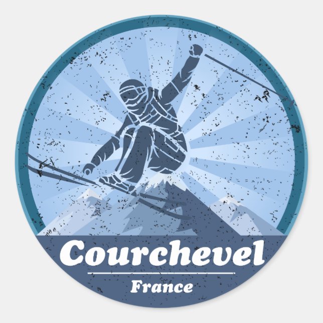 Courchevel Ski Resort - Skiing Classic Round Sticker (Front)