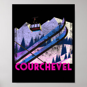 Courchevel ski - vintage style courchevel skiing poster