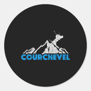 Courchevel Skiing Snowboarding France Resort Distr Classic Round Sticker