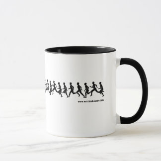 Coureurs dans le fichier unique, tasse de café