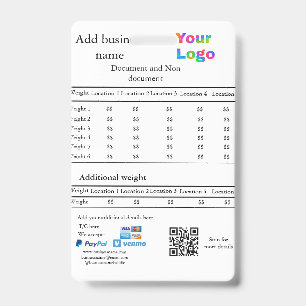 Courier delivery company details add price weight badge