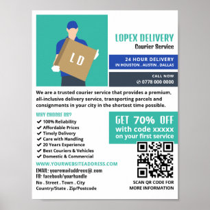 Courier Delivery Man, Courier Service Advertising Poster
