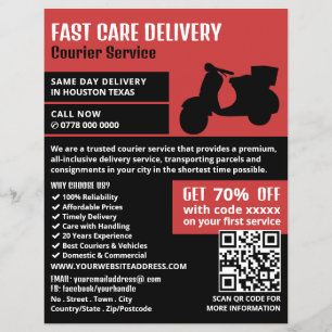 Courier Moped Design, Courier Service Advertising Flyer