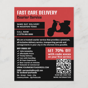 Courier Moped Design, Courier Service Advertising Flyer