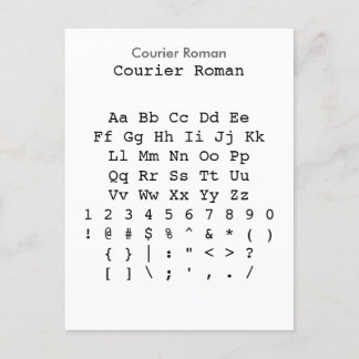 Courier Roman - Zazzle Font Sampler Sheet Postcard