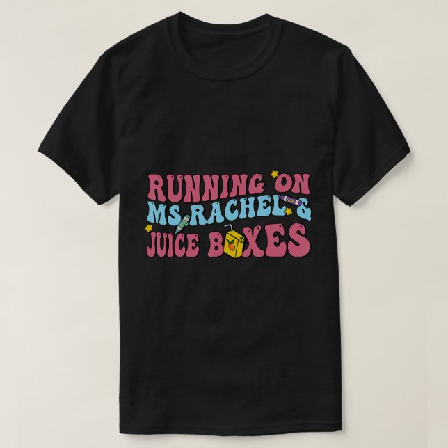 Courir sur Mme Rachel et boîtes à jus T-Shirt (Design devant)