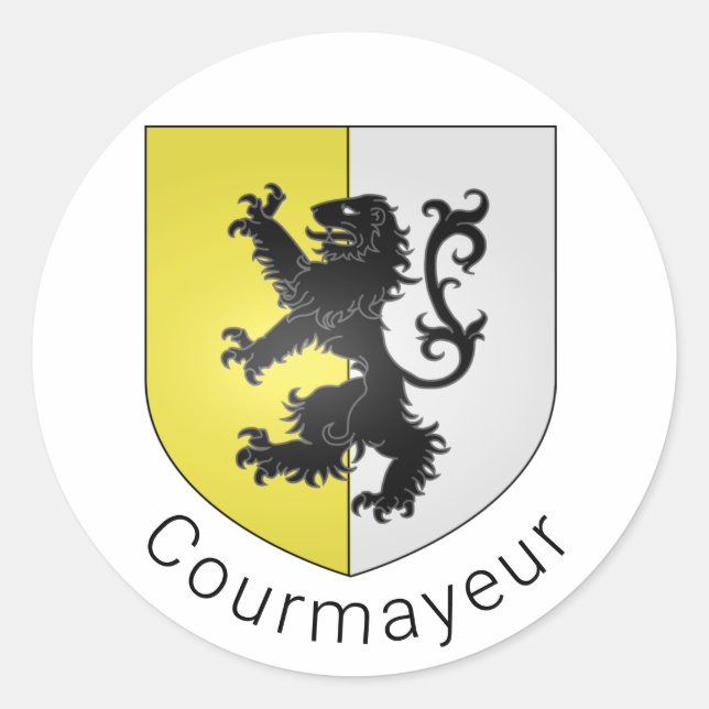 Courmayeur coat of arms, Val d'Aosta Classic Round Sticker (Front)