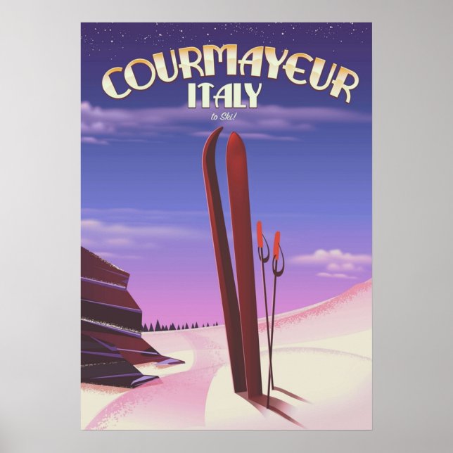 Courmayeur Italy Ski Poster (Front)