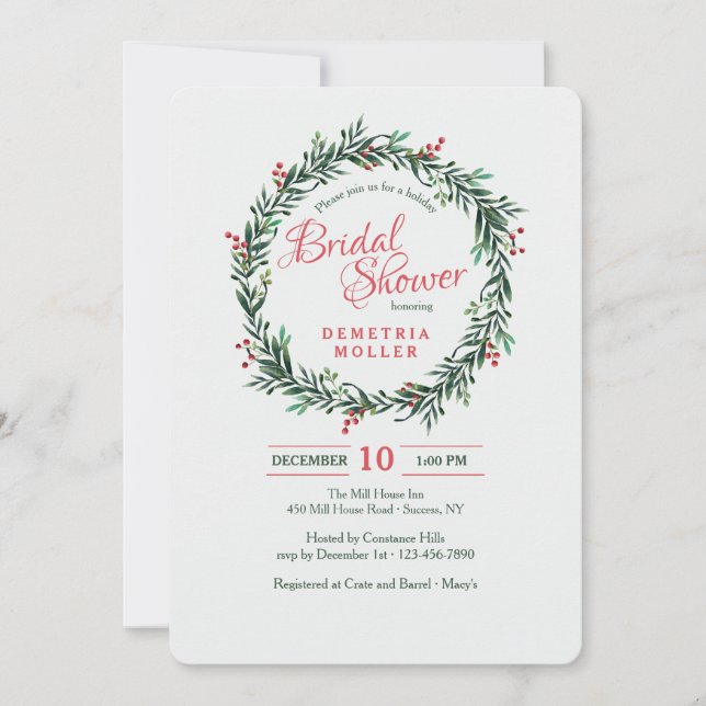 Couronne avec Baies Rouges Invitation (Devant)