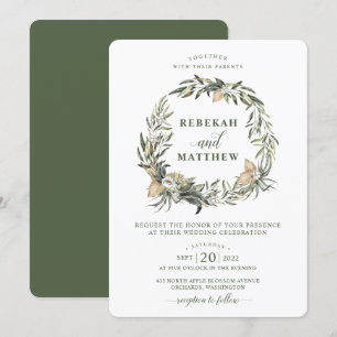 Couronne botanique blanche   FAIRE-PART DE MARIAGE