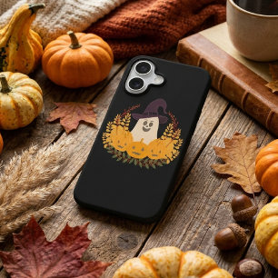 Couronne d'automne de fantôme mignon et de citroui