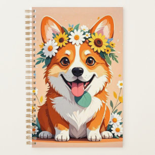 Couronne de chien corgi joyeux des marguerites et