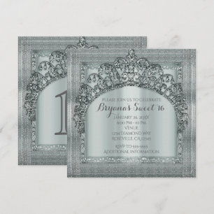 Couronne de Diadème Argenté et Invitations Bling D