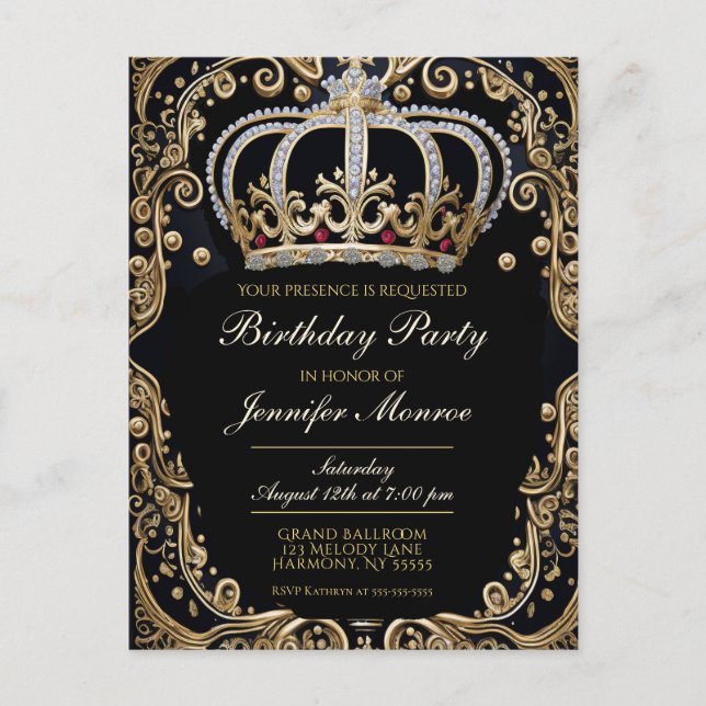 Couronne de fête d'anniversaire royale Invitation  (Devant)