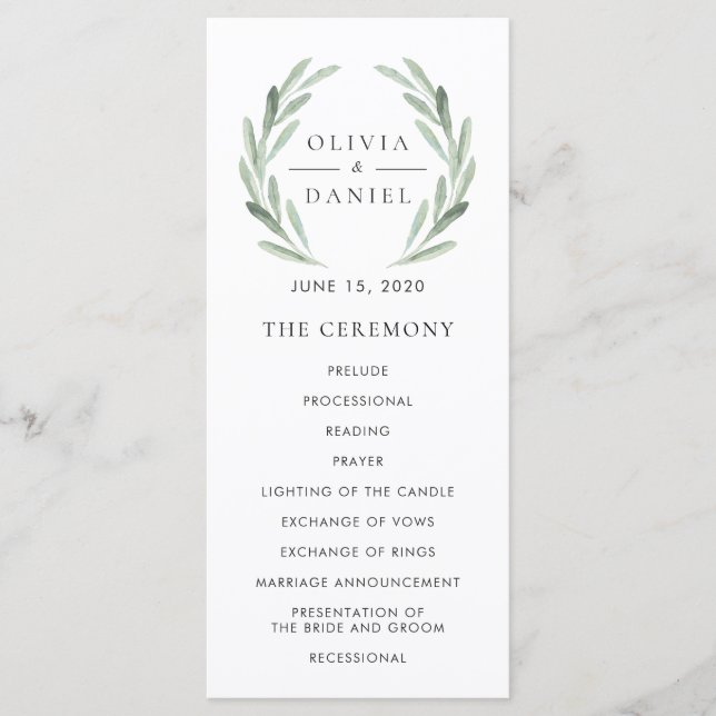 Couronne de feuilles d'olive élégante Programme de (Devant)