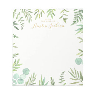 Couronne de feuilles vertes bloc-notes personnalis
