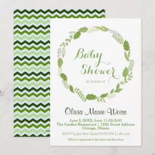 Couronne de feuilles vertes Chevron - Invitation à