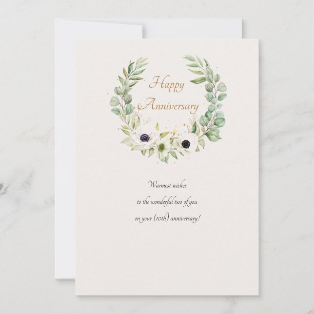 Couronne de Fleurs Anémones Blanches Carte (Devant)