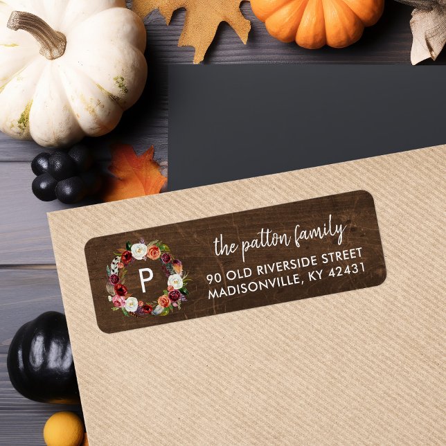 Couronne de fleurs Boho d'automne avec monogramme  (Créateur téléchargé)