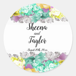 Couronne de fleurs mixtes Autocollant de mariage