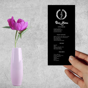 Couronne de Monogramme blanche sur le menu du dîne