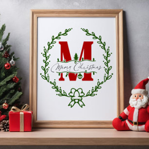 Couronne de monogramme de Joyeux Noël décoration m