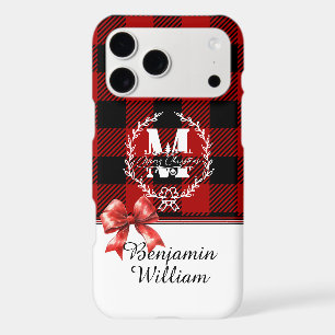 Couronne de monogramme de Noël Buffalo Plaid